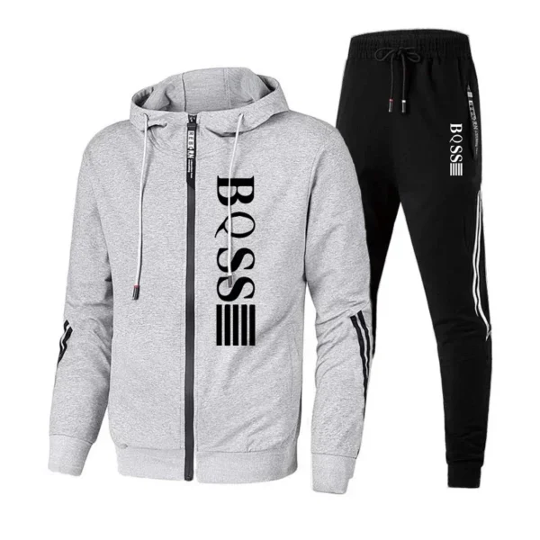 Mens Tracksuits Casual Sweatpants Printing Zipper Hooded Sweatshirt Fashion Versatile Coat Outdoors Jogging Sports Clothing 2025