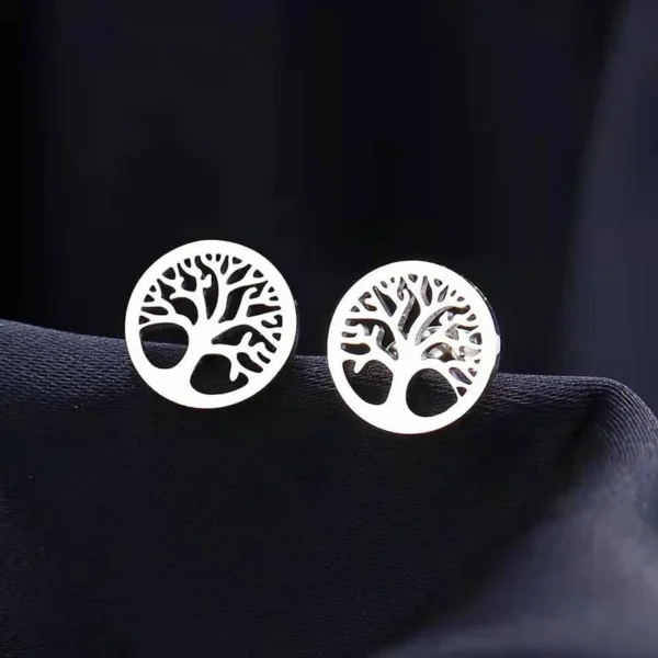Stainless steel earrings, vintage wealth tree, fashionable earrings, classic and minimalist women's earrings - zinifashion 36 - Image 3