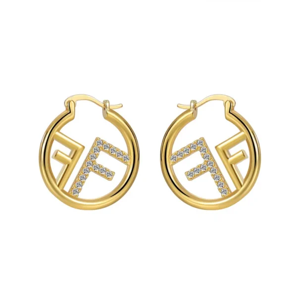 New design, light luxury and fashionable English letter F earrings, high-end and elegant temperament, simple earrings for women - zinifashion 36 - Image 6