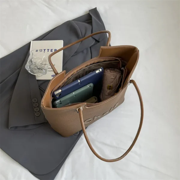 2025 Bold Typography Tote Bag, Color Blocking Crossbody & Top Handle Spacious Casual Bag for Women - Image 4