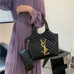 2025 Summer Large Shoulder Tote Bag - Quilted Stitch Padded Design with Popular Insert Pocket, Spacious Euro-American Fashion
