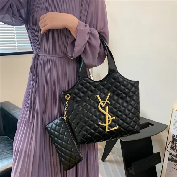 2025 Summer Large Shoulder Tote Bag - Quilted Stitch Padded Design with Popular Insert Pocket, Spacious Euro-American Fashion