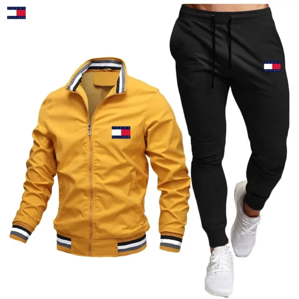 Men's Casual Stand Collar Jacket Pants Set Coach Style Spring Autumn New Arrival Comfortable Breathable Fashionable Clothing - Image 4