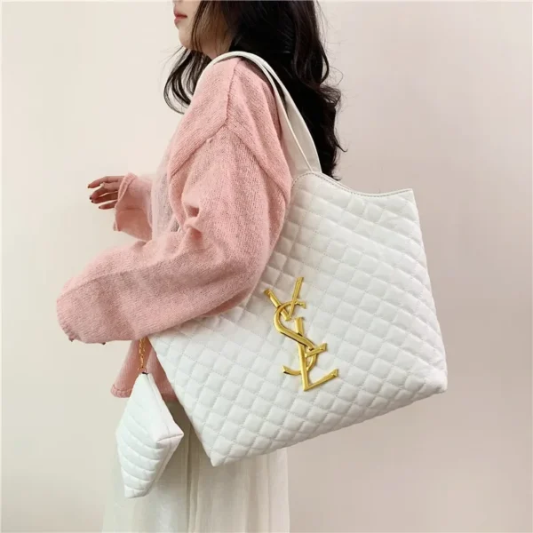 2025 Summer Large Shoulder Tote Bag - Quilted Stitch Padded Design with Popular Insert Pocket, Spacious Euro-American Fashion - Image 3