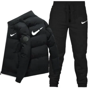 Men's Winter Thickened Warm down Cotton Jacket Pants Set Casual Stand Collar Long Pants Suit for Men Comfortable Soft Material