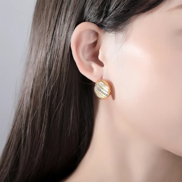 LUOTEEMI 2023 New Arrival Gold Color Big Oval Stud Earring for Women Fashion Trendy Sentence Unique Girl Party Charm Accessories - zinifashion 36 - Image 2