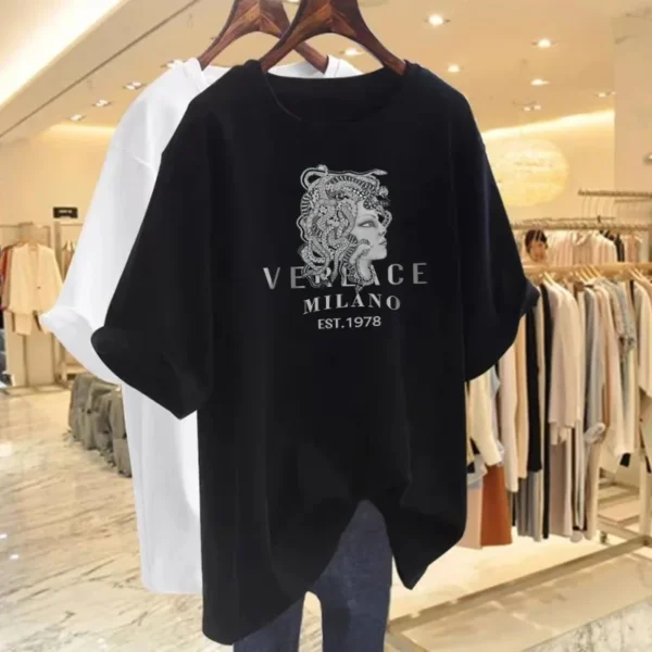 2025 high luxury brand casual T-shirt women's pure cotton men's short-sleeved top soft and breathable summer fashion street wear