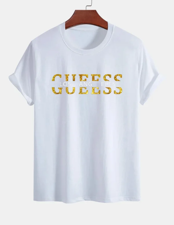 Women's T-shirt 100% pure cotton summer casual loose fashion GUESS Los Angeles letter printed round neck short sleeved T-shirt - Image 2