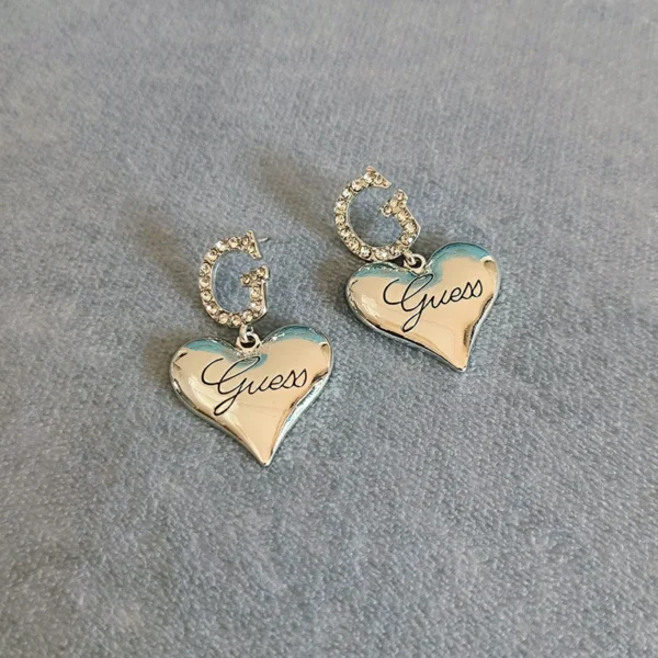 1 Pair Trendy Heart Metal Drop Earrings For Women Girls Korean Style Big Love Heart Letter G Studs Earring Fashion Jewelry - zinifashion 36 - Image 2