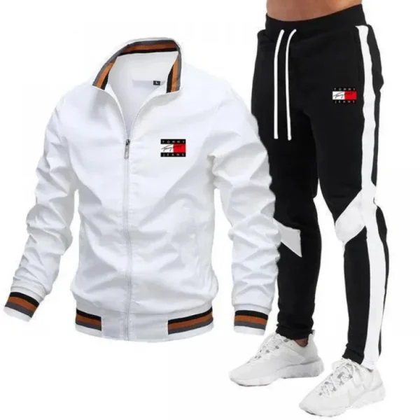 New Hot Sale Of The Season Men's Casual Pilot Jacket Set High Quality Patchwork Leisure Suiting Pants Premium Jacket Ensemble fr - Image 2