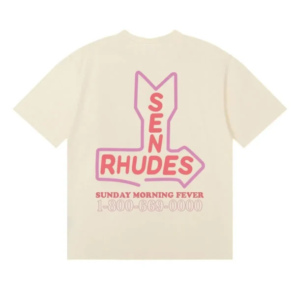 Rhude Rabbit Printing 2025 Summer New High Quality Double Yarn Short Sleeve T-Shirt Men's and Women's Couples - zinifashion 200000343 - Image 2