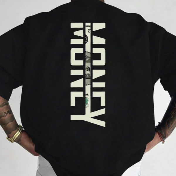 A men's short-sleeved t-shirt printed with English pattern fashionable casual crew neck top spring and summer outdoor men's . - Image 4
