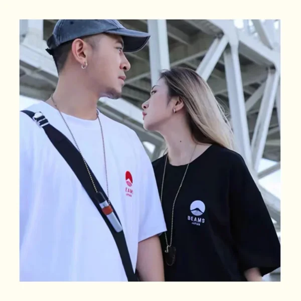 2025 Fuji Mountain Embroider Small Logo Japanese and Korean Style Cotton Loose Couple T-shirt Good Quality Short Sleeve - Image 2