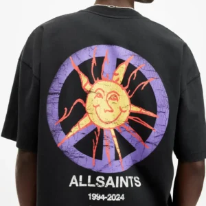 ALL SAINTS T-shirt Abstract Sun Print T-shirt Summer Hot-selling Harajuku Style Short-sleeved Street Wear Sports and Leisure .