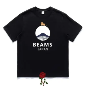 High Quality Animal Mount Print Beams T-shirts Men Women Casual Loose Round Neck Short Sleeve BEAMS JAPAN Top Tees