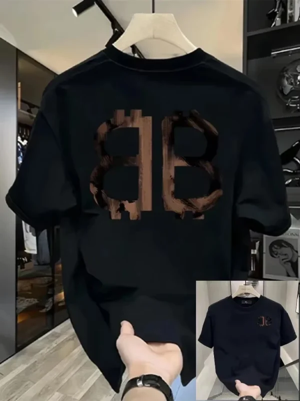 Women's 2025 New American Trend Letter Pattern Printed Short Sleeve Breathable Casual Street Style Cotton T-Shirt Couple Jacket - Image 2