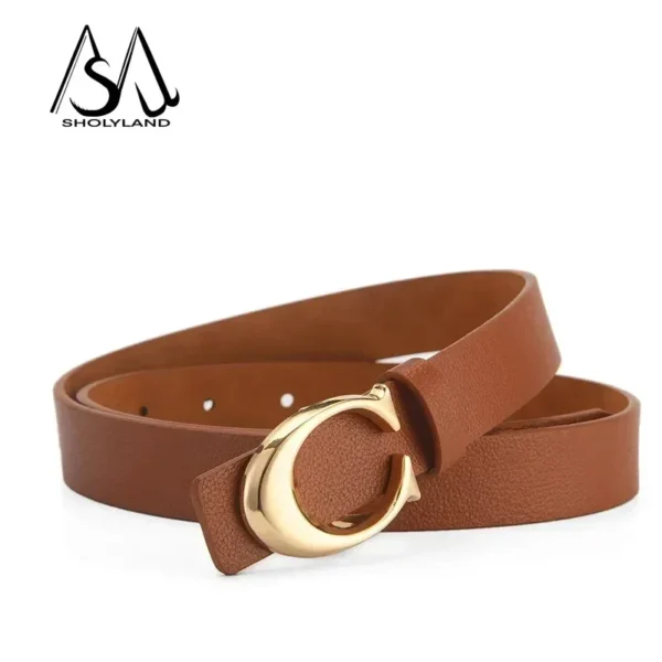 2023 Trendy Women's Belt Fashion Alloy Moon Button Multi Color Leather Thin Belt Versatile Daily Jeans Decoration - zinifashion 200000297 - Image 5