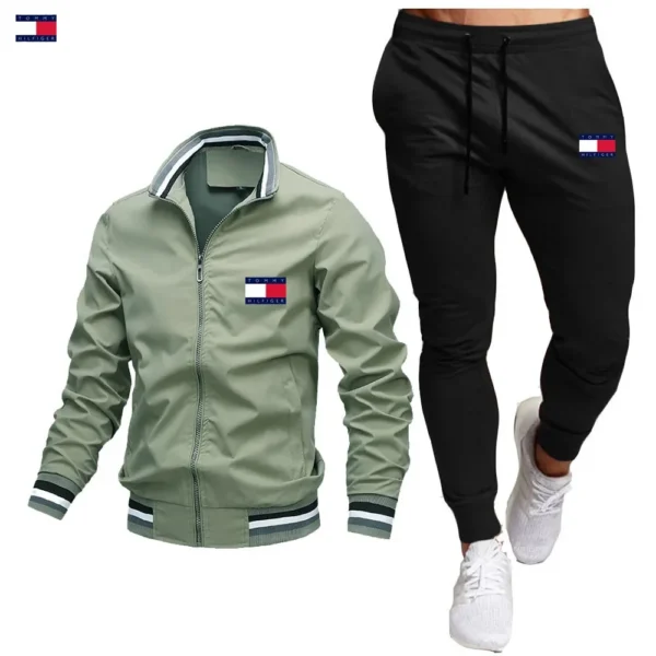 Men's Casual Stand Collar Jacket Pants Set Coach Style Spring Autumn New Arrival Comfortable Breathable Fashionable Clothing - Image 3