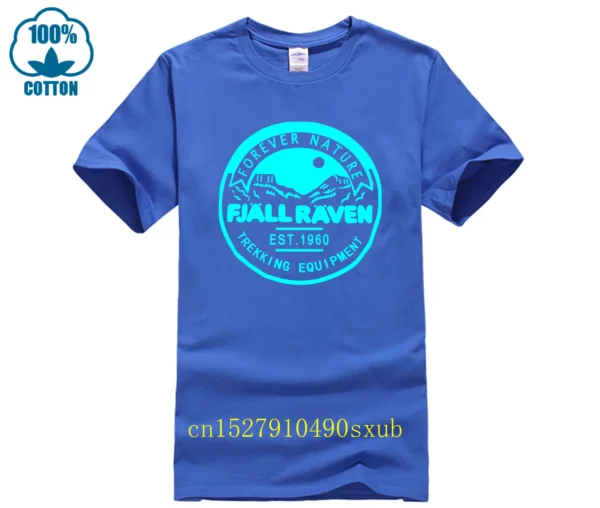 Fjall Forever Nature Badge Raven T-shirt Pop Trend Splicing Best Seller Tee . - Image 3