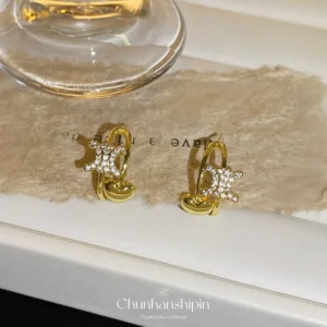 Luxurious retro C-shaped heart-shaped earrings fashionable and exquisite luxurious ear clip accessories jewelry gifts