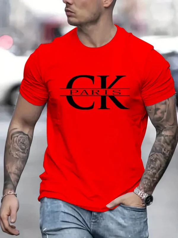 Summer new monogram print, men's retro casual cotton street casual fashion short-sleeved top. - Image 5
