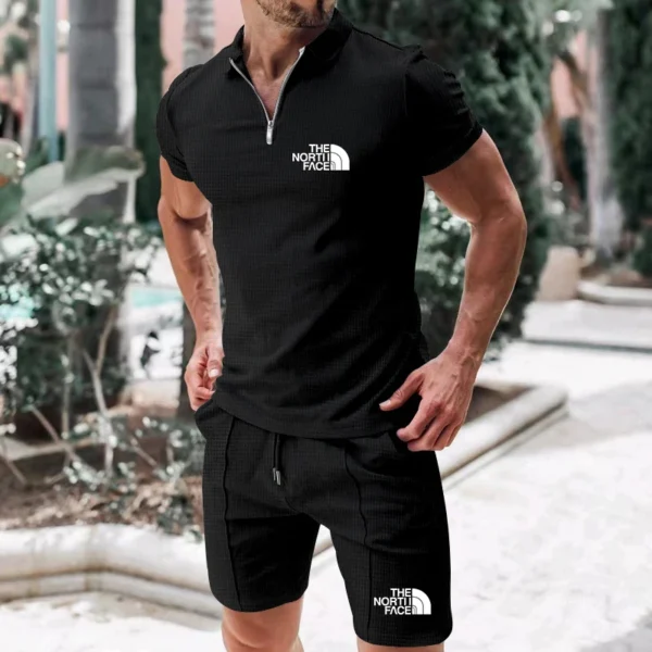 2025 Fashion men's short sleeve T-shirt with sports shorts set, casual sports wear, breathable fashion, summer - Image 4