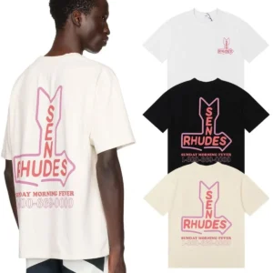 Rhude Rabbit Printing 2025 Summer New High Quality Double Yarn Short Sleeve T-Shirt Men's and Women's Couples - zinifashion 200000343