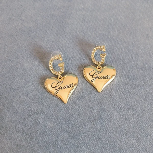 1 Pair Trendy Heart Metal Drop Earrings For Women Girls Korean Style Big Love Heart Letter G Studs Earring Fashion Jewelry - zinifashion 36 - Image 3