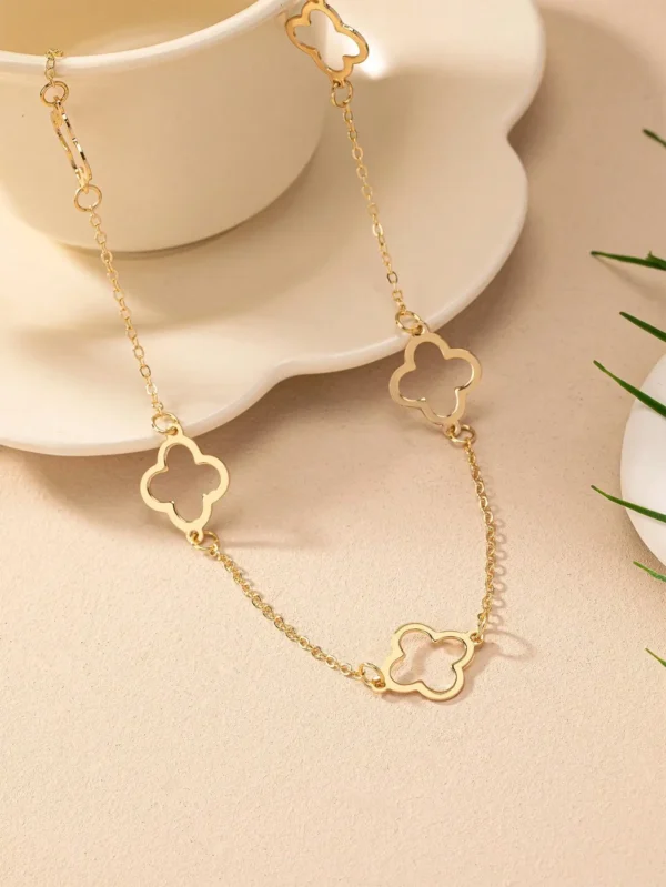 Gold Four Leaf Clover Necklace Clover Pendant Station Necklaces for Women 18K Gold Plated Stainless Steel Lucky Leaf Jewelry - zinifashion 36 - Image 4
