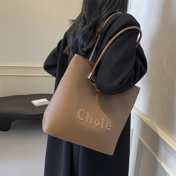 2025 Bold Typography Tote Bag, Color Blocking Crossbody & Top Handle Spacious Casual Bag for Women - Image 3