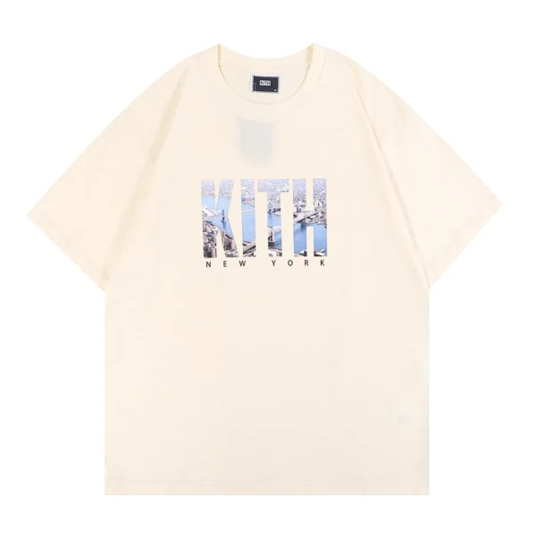 American Trendy Brand KITH Letter Summer Printing Casual Cotton Loose Short-sleeved Round Neck Double Yarn Men's Women's T-shirt - zinifashion - Image 5