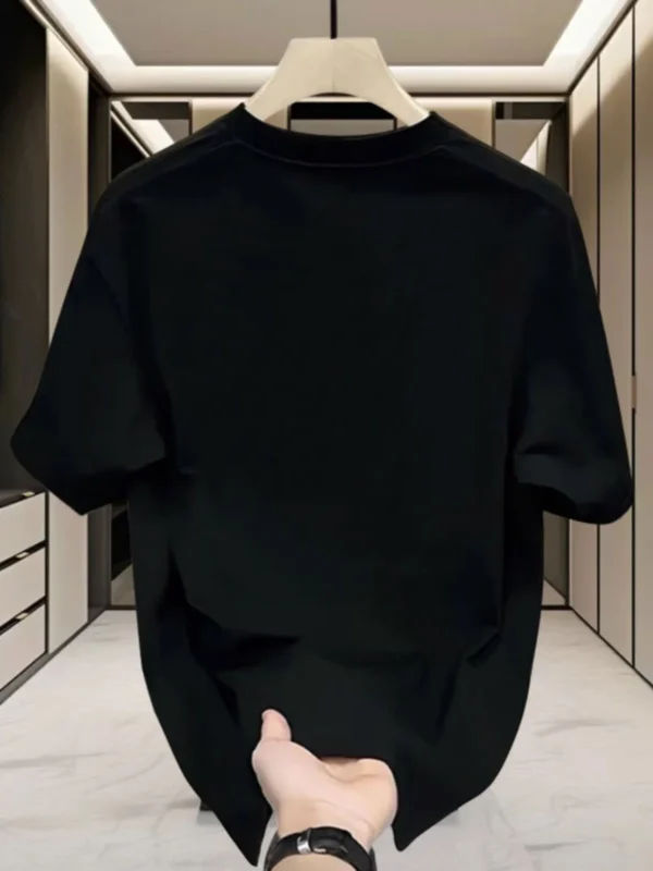2025 Summer New Heavy Cotton Printed Short Sleeve T-shirt Loose Trend Luxe Shuai High-grade Half-sleeve Top Men's Clothing - zinifashion 200000345 - Image 3