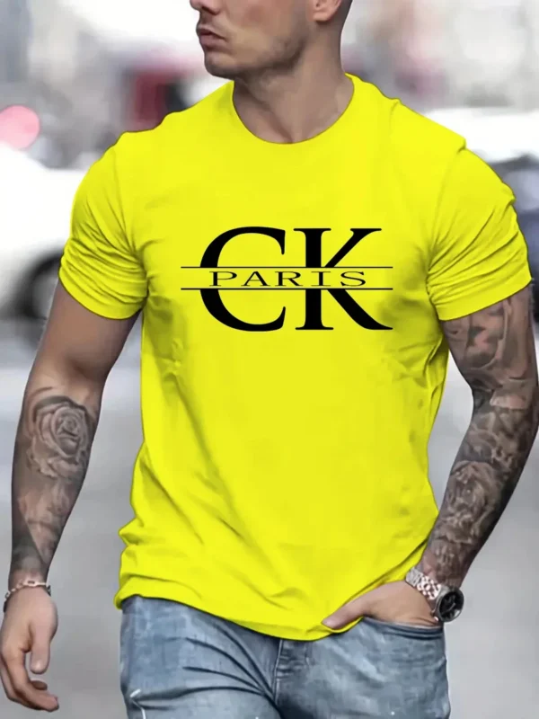 Summer new monogram print, men's retro casual cotton street casual fashion short-sleeved top. - Image 4
