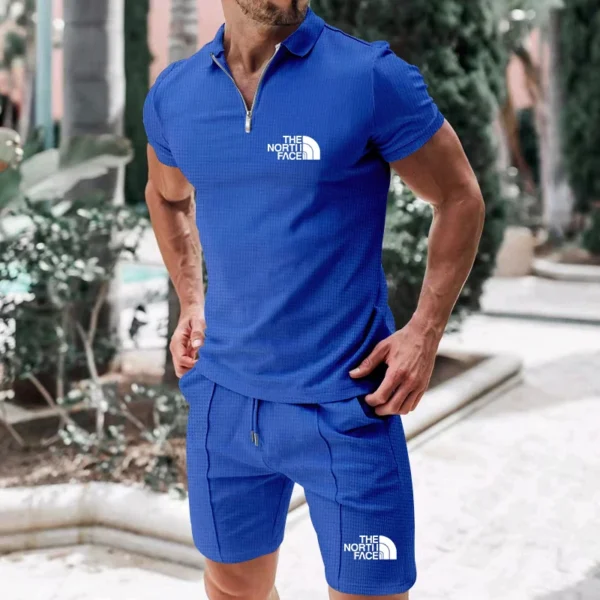2025 Fashion men's short sleeve T-shirt with sports shorts set, casual sports wear, breathable fashion, summer - Image 3