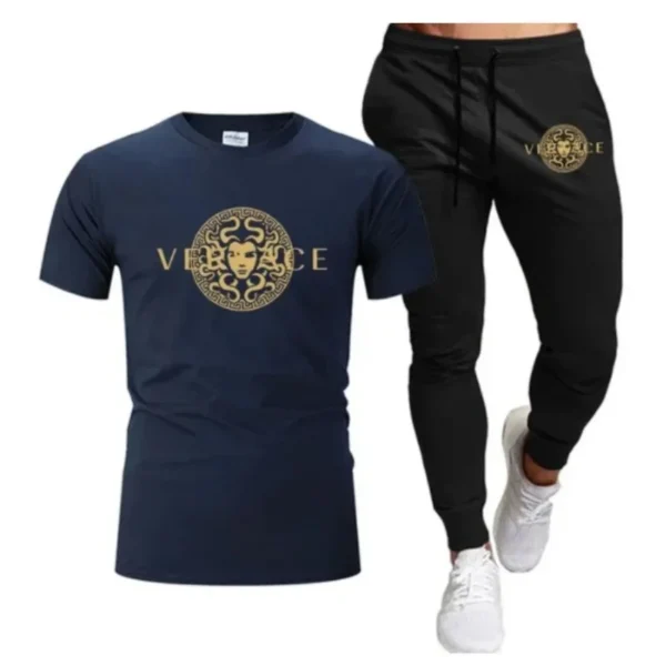 Men's Printed Fitness Tshirt and Pants Set, Urban Tracksuit, Men's Running Wear, Intel Suit . - Image 2