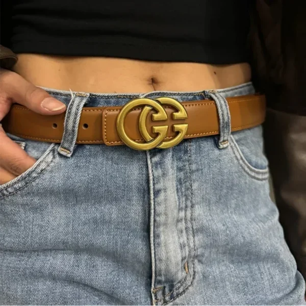 GG fashion cowhide real leather belt for women luxury desiner Unisex men's belt elegant girdle belt female jeans waistband - zinifashion 200000297 - Image 3