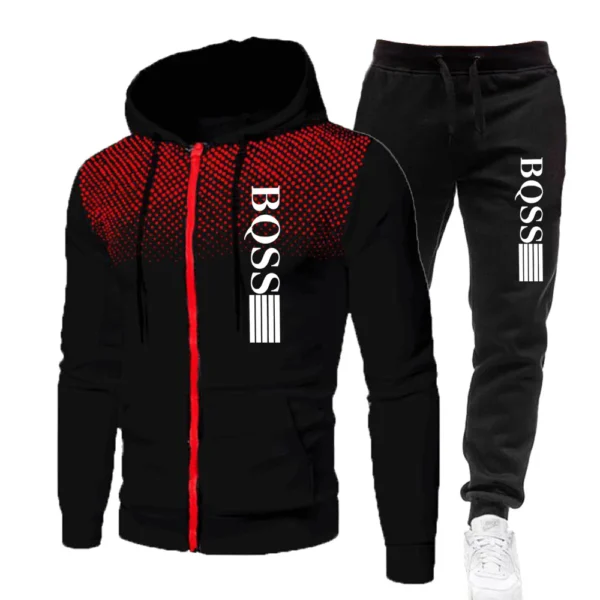 Men Clothing Spotted Sweatshirt Suit Hoodie and Pants Suit Mens Fashion Suits Men's Winter Clothes New Two Piece Set - Image 3