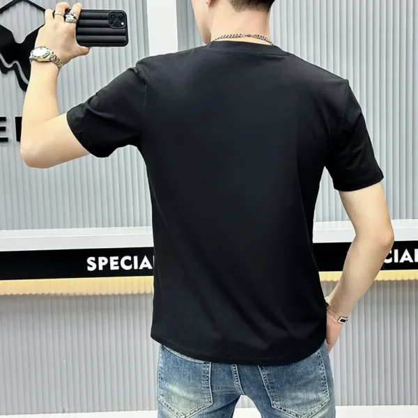 Men's Short Sleeve T-shirt Trendy Letter Embroidery Designer T Shirt Casual Slims Round Neck Sleeve Printed T-Shirt Graphic Tee - Image 2