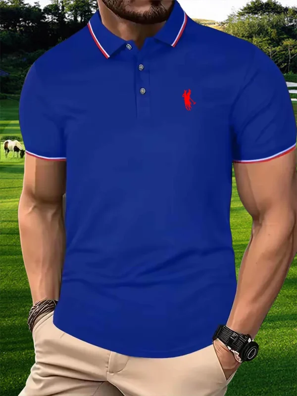 Men's summer 100 cotton fashionable casual golf pattern printed loose large lapel short sleeved polo shirt top - zinifashion 200000343 - Image 4