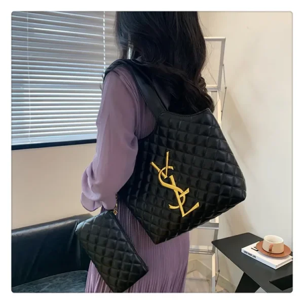 2025 Summer Large Shoulder Tote Bag - Quilted Stitch Padded Design with Popular Insert Pocket, Spacious Euro-American Fashion - Image 5
