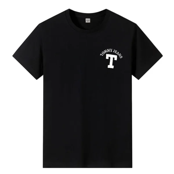 Summercottonshort sleeved T-shirtwithsmall picture,etter printroundneck heavyweightmen's printloosecasualtrendybrandtopversatile - zinifashion 200000343