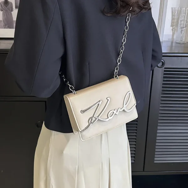 Candy Colored Fashionable Ladies Chain Crossbody Bag Versatile Commuter Shoulder Bag PU Leather Medium Hardness Zipper Opening - Image 2