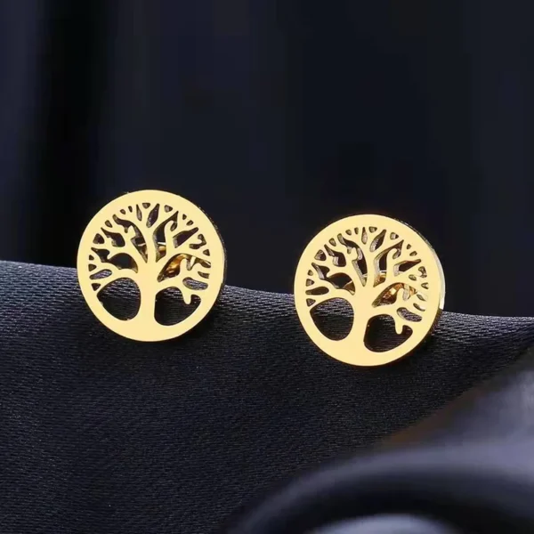 Stainless steel earrings, vintage wealth tree, fashionable earrings, classic and minimalist women's earrings - zinifashion 36 - Image 2