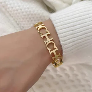 Custom Cuff Name Bracelet Adjustable Engraved Bangle Personalized Letter Jewelry Stainless Steel Accessory for Women Men Gift - zinifashion 36