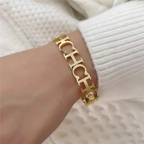 Custom Cuff Name Bracelet Adjustable Engraved Bangle Personalized Letter Jewelry Stainless Steel Accessory for Women Men Gift - zinifashion 36