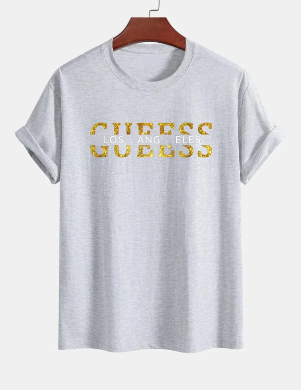 Women's T-shirt 100% pure cotton summer casual loose fashion GUESS Los Angeles letter printed round neck short sleeved T-shirt - Image 5