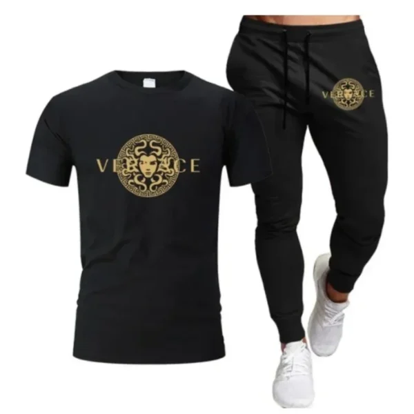 Men's Printed Fitness Tshirt and Pants Set, Urban Tracksuit, Men's Running Wear, Intel Suit .