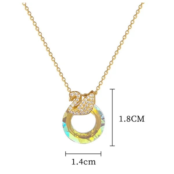 EILIECK 316L Stainless Steel Shine Cubic Zirconia Swan Pendant Necklace Gold Color Texture Metal Personalized Jewelry Neck Chain - zinifashion 36 - Image 2