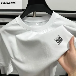 100% pure cotton men's T-shirt short sleeved summer new fashion pattern embroidered Korean casual round neck breathable menswear - zinifashion 200000343
