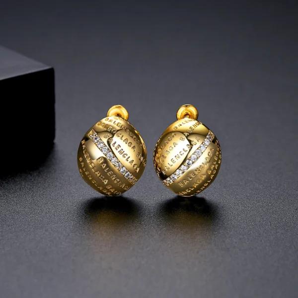LUOTEEMI 2023 New Arrival Gold Color Big Oval Stud Earring for Women Fashion Trendy Sentence Unique Girl Party Charm Accessories - zinifashion 36 - Image 4